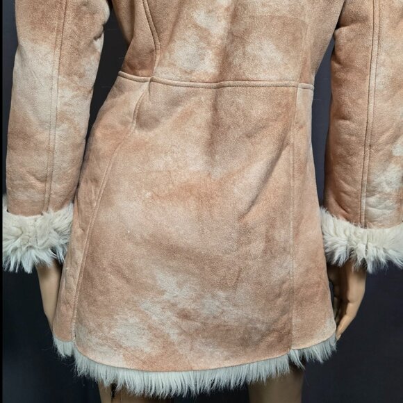 Y2K Penny Lane Faux Suede Faux Fur Boho Coat Jacket Size S Beige - Picture 10 of 15